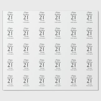 Happy 21st birthday bold letter simple name minima wrapping paper