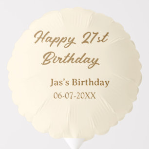Happy 21st birthday brown pastel yellow name date balloon