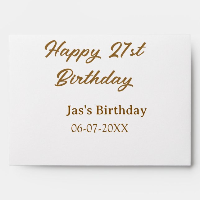 Happy 21st birthday brown pastel yellow name date  envelope (Front)