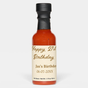 Happy 21st birthday brown pastel yellow name date  hot sauces