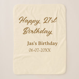 Happy 21st birthday brown pastel yellow name date sherpa blanket