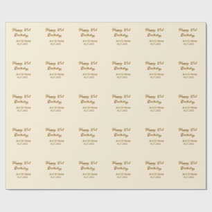 Happy 21st birthday brown pastel yellow name date wrapping paper