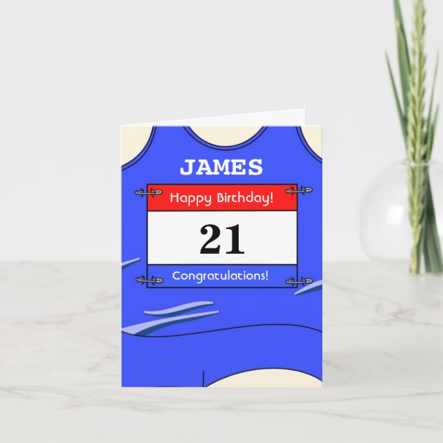 Happy 21st Birthday card for a runner (Front)