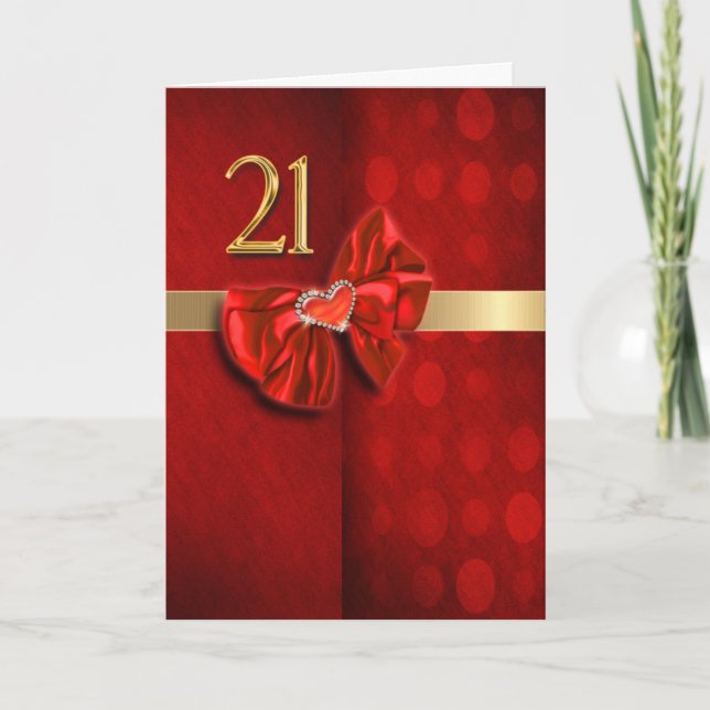 Happy 21st birthday elegant heart card (Front)