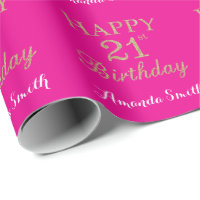 Happy 1st Birthday Gold Glitter and White Wrapping Paper