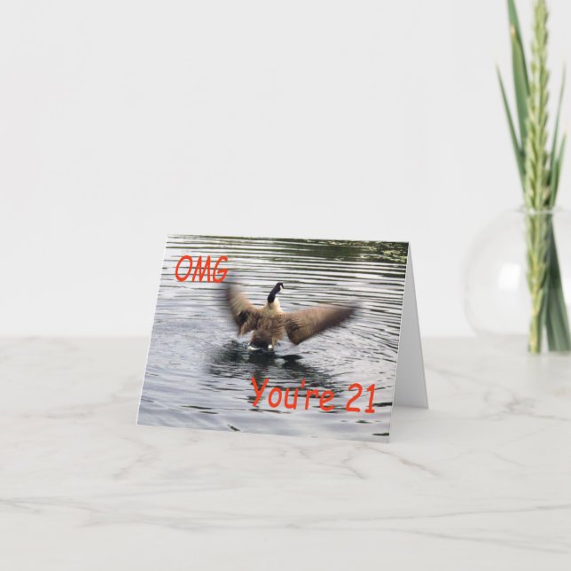 Happy 21st Birthday Goose flapping Card (Front)