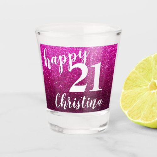 Happy 21st Birthday Legal Drinking Age Glitter Shot Glass