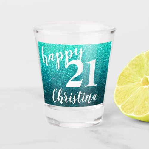 Happy 21st Birthday Legal Drinking Age Glitter Shot Glass