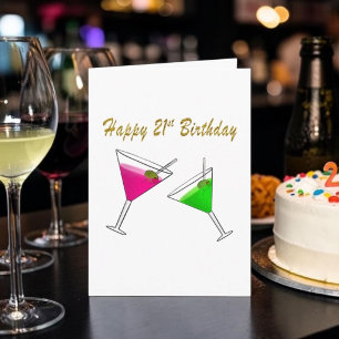 Happy  21st Birthday Martini Glass with Olives Card