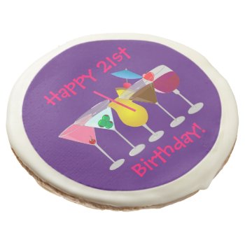 Happy 21st Birthday Party Drinks Sugar Cookies by totallypainted at Zazzle