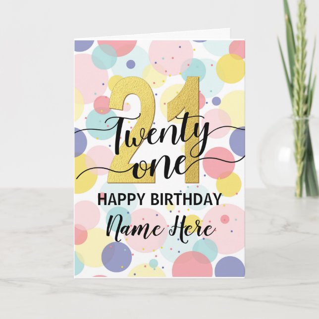 Happy 21st Birthday Pastel Rainbow and Gold Girl Card | Zazzle