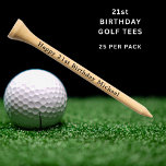 Happy 21st Birthday Personalized Name Custom Golf Tees<br><div class="desc">Happy 21st Birthday Personalized Name Custom Golf Tees features the text "Happy 21st Birthday" with your personalized name in simple modern typography. Perfect as a gift for 21st birthday for golf lovers. Created by Evco Studio www.zazzle.com/store/evcostudio</div>