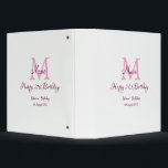 Happy 21st Birthday pink add name monogram modern 3 Ring Binder<br><div class="desc">beautiful design</div>