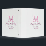 Happy 21st Birthday pink add name monogram modern 3 Ring Binder<br><div class="desc">beautiful design</div>