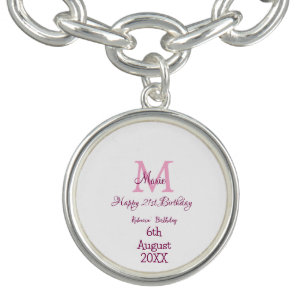 Happy 21st Birthday pink add name monogram modern Bracelet