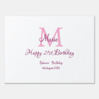 Happy 21st Birthday pink add name monogram modern