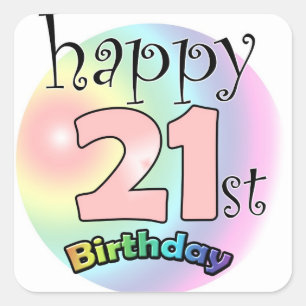 Happy 21st Birthday (Pink) Square Sticker