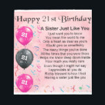 Happy 21st Birthday Sister Poem Notepad<br><div class="desc">A great gift for a sister who is 21.</div>
