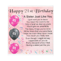 Happy 21st Birthday Sister Poem