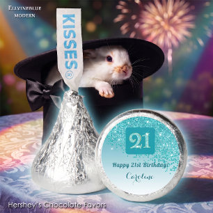 Happy 21st Birthday Teal Blue Glitter Sweet Hershey®'s Kisses®