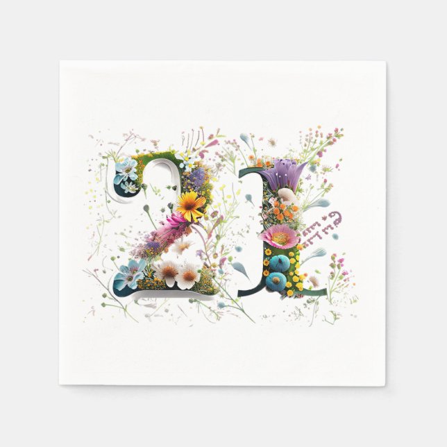 Happy 21st Birthday Wildflowers Happy Birthday Napkins (Front)