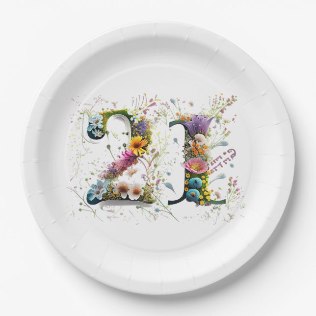 Happy 21st Birthday Wildflowers Happy Birthday Paper Plates (Front)