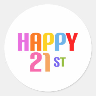 Happy 21st classic round sticker