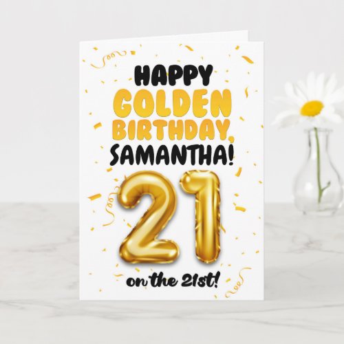 Happy 21st Golden Birthday, Custom Name Birthday