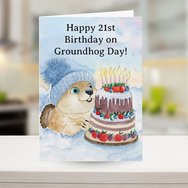  Happy 21st Groundhog Day Birthday  Card (Creator Uploaded)
