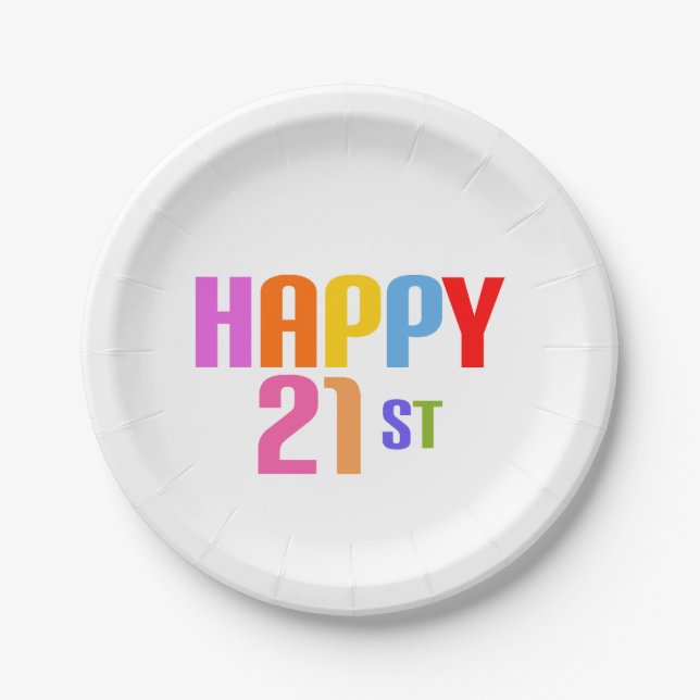 Happy 21st paper plates (Front)