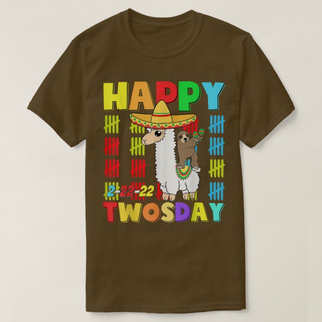 Happy 22222 Twosday Old Taco Llama 22nd February 2 T-Shirt (Design Front)