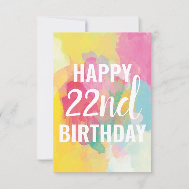 Happy 22nd Birthday Card ("Watercolour Gradients") (Front)
