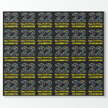 [ Thumbnail: Happy 22nd Birthday, Fun Colorful Stars Pattern 22 Wrapping Paper ]