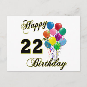 Happy 22nd Birthday with Balloons Postcard