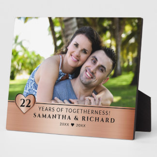 Happy 22nd Copper Wedding Anniversary Photo Plaque