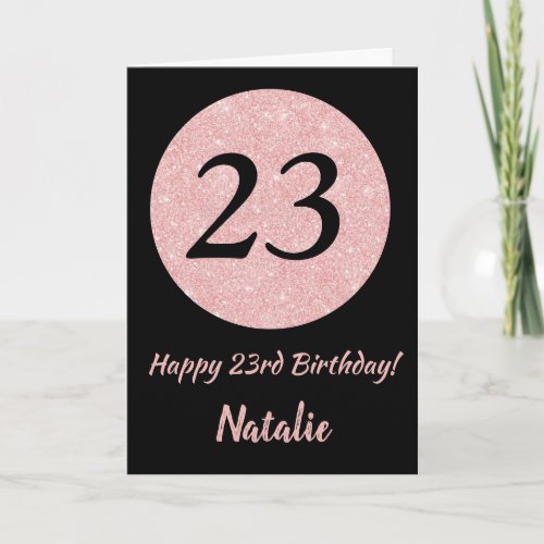Happy 23rd Birthday Black and Rose Pink Gold