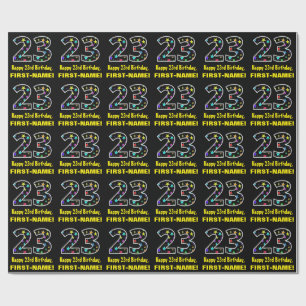 Happy 23rd Birthday, Fun Colorful Stars Pattern 23 Wrapping Paper