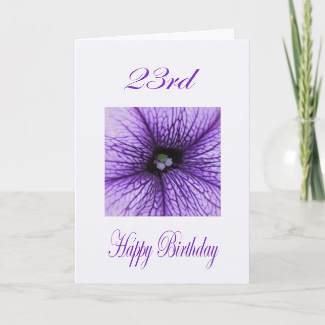 Happy 23rd Birthday purple Blossom Card (Front)