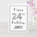 [ Thumbnail: Happy 24th Birthday, Art Deco Style W/ Custom Name Card ]