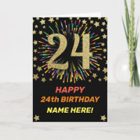 Women 24 Years Old And Fabulous 24th Birthday Party design Greeting Card