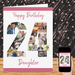 Happy 24th Birthday Number 24 Photo Collage Card<br><div class="desc">Say Happy 24th Birthday with a unique birthday card and your own custom photo collage. This big birthday card has casual script typography in pink and simple styling in order to focus on your pictures in the number 41. The template is set up for you to edit Happy Birthday Daughter...</div>