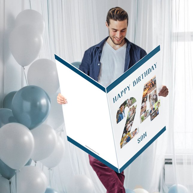 Happy 24th Birthday Son Big 24 Photo Collage Card (Creator Uploaded)