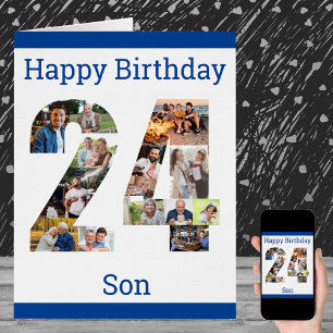 Happy 24th Birthday Son Big 24 Photo Collage Cards