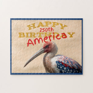 Happy 250th Birthday America Patriotic Ibis Bird Jigsaw Puzzle