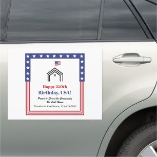 Happy 250th Birthday USA! Real Estate Agent Custom Car Magnet