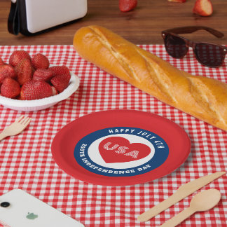 Happy 250th Independence Day July 4th Love USA Paper Plates