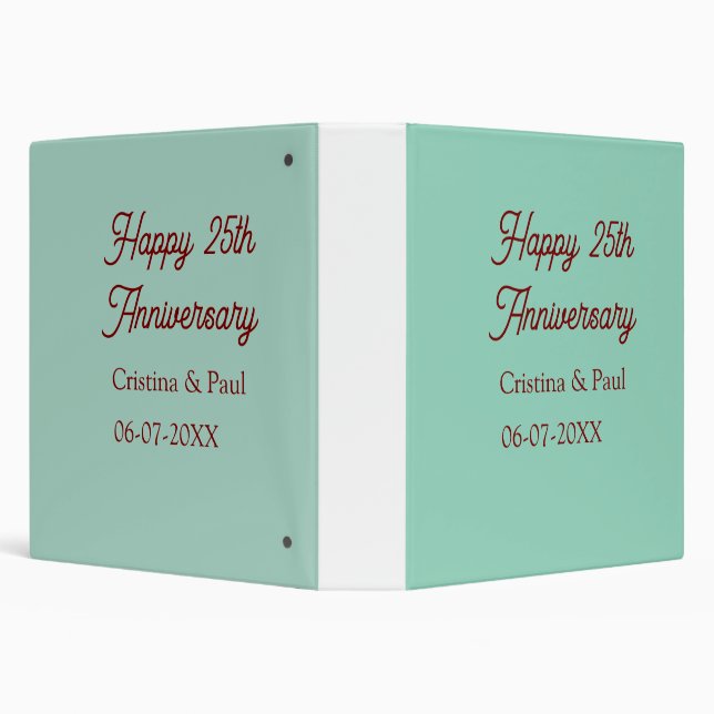Happy 25th aniversary green mauve pastel boho retr 3 ring binder (Background)