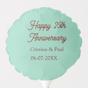 Happy 25th aniversary green mauve pastel boho retr balloon
