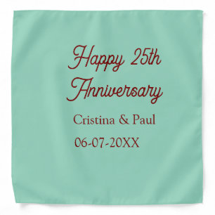 Happy 25th aniversary green mauve pastel boho retr bandana