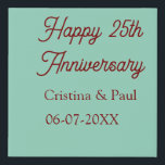 Happy 25th aniversary green mauve pastel boho retr faux canvas print<br><div class="desc">design</div>